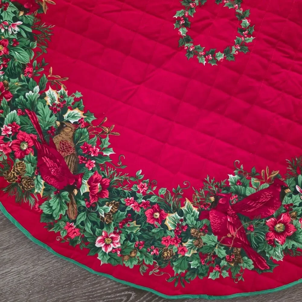 Quilted Cotton Holiday Winter Christmas Round Tablecloth 34